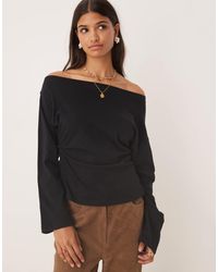ASOS - Long Sleeve Off Shoulder Corset Waist Tee - Lyst