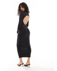 Pull&Bear - Sculpt Polyamide Backless Maxi Dress - Lyst