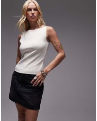 Mango - Slim Fit Fine Knit Boat Neck Vest Top - Lyst