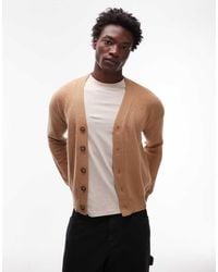 CAT WWR - Merino Wool Blend Loose Fit Knit Cardigan With Back Logo - Lyst