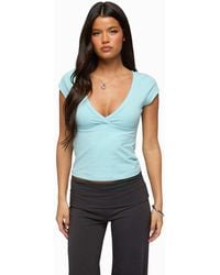 Edikted - Penelopy Overlap V Neck T Shirt - Lyst