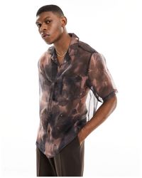 ASOS - Relaxed Revere Shirt With Blurred Floral Print - Lyst