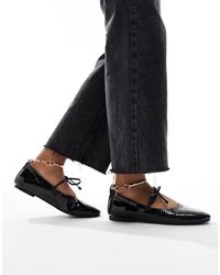 SIMMI - Simmi London Abbie Bow Ballet Flats With Ruch Detail And Removable Anklet - Lyst