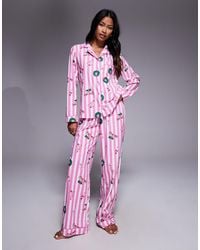 Boux Avenue - Fleece Pyjamaset Met Lange Mouwen En Broek - Lyst