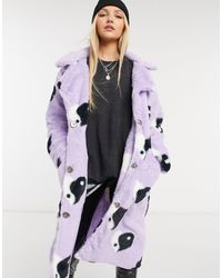 Daisy Street Lange Jas Van Imitatiebont - Paars