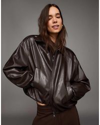 Bershka - Leather Effect Balloon Jacket - Lyst