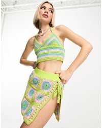 Collusion - Floral Crochet Beach Mini Skirt Co Ord - Lyst