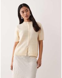 Pretty Lavish - Button Up Knit Short Sleeve Cardigan - Lyst