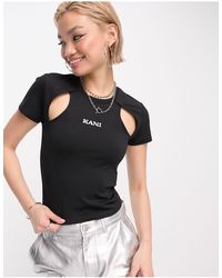 Karlkani - Camiseta negro ultrabrillante estilo retro con detalle - Lyst