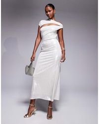 ASOS - One Short Sleeve Asymmetric Overlay Maxi Dress - Lyst