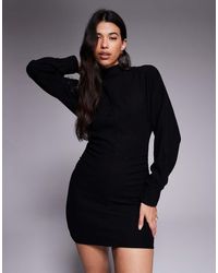 ASOS - Supersoft Funnel Neck Batwing With Ruched Side Mini Dress - Lyst