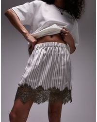 TOPSHOP - Satin Lace Petticoat Mini Skirt - Lyst