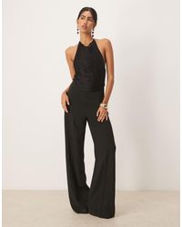 Mango - Halter Neck Jumpsuit With Fringe Overlay Detail - Lyst