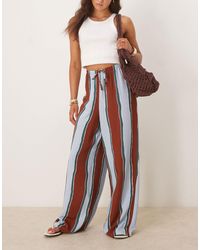 ASOS - Pantalon ample à enfiler en lin mélangé à rayures - Lyst