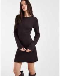 Vero Moda - Long Sleeve Boat Neck Knitted Mini Dress - Lyst