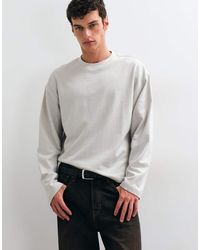 ASOS - T-Shirt Oversize Squadrata A Maniche Lunghe Grigia Testurizzata - Lyst