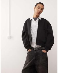 Weekday - Chaqueta Bomber Negra Extragrande De Tejido Efecto Neopreno Sammy De - Lyst