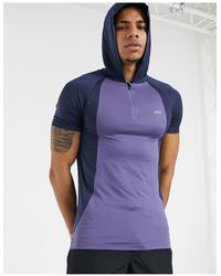 ASOS 4505 Muscle Training T-shirt With Contrast Panels And Hood - Blue