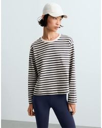 Oysho - Striped 100% Cotton Boxy Long-sleeved T-shirt - Lyst