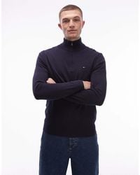 Tommy Hilfiger - Flag Cotton Half Zip Jumper - Lyst