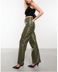 Abercrombie & Fitch - Curve Love 90s Relaxed Faux Leather Cargo Trousers - Lyst