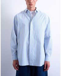 TOPMAN - Camicia Oversize A Maniche Lunghe Azzurra E Gialla A Righe - Lyst