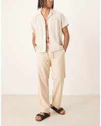 SELECTED - Brody - pantalon ample en lin - crème - Lyst