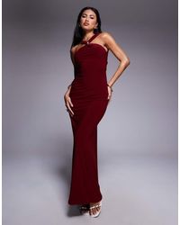 ASOS - Trimmed Halterneck Maxi Dress With Twisted Back Detail - Lyst