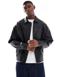 ASOS - Faux Leather Bomber Jacket - Lyst