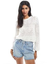 French Connection - Crew Neck Long Sleeve Crochet Bobble Knit Jumper - Lyst