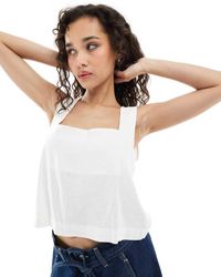 JJXX - Top Blanco Con Escote Cuadrado De Mezcla De Lino De - Lyst