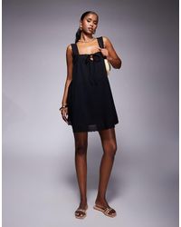 ASOS - Vestido Corto Amplio Con Escote Cuadrado E Inserto De Encaje De - Lyst