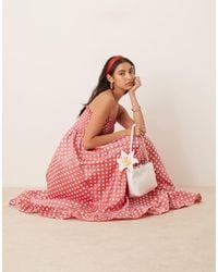 【英国発Sister Jane】Fantasy floral-jacquard satin dress Sister Jane Fantasy Floral-Jacquard Satin Midi Dress in Red
