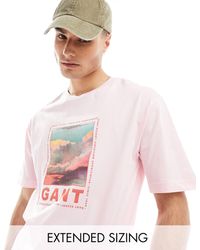 GANT - T-shirt comoda con stampa del logo e di nuvole slavata davanti - Lyst