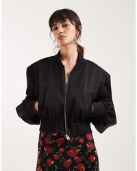 ASOS - Cropped Shoulder Pad Bomber Jacket - Lyst