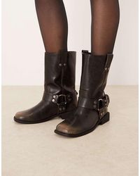 ASOS - Wide Fit Arley Flat Biker Boots - Lyst
