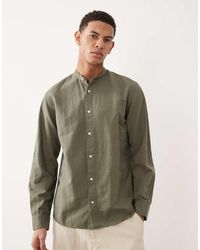 Jack & Jones - Linen Blend Shirt With Grandad Collar - Lyst
