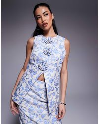 ASOS - Co-ord Jacquard Waist Coat With 3d Flowers - Lyst