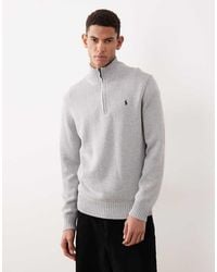 Polo Ralph Lauren - Icon Logo Heavyweight Cotton Knit Half Zip Jumper - Lyst