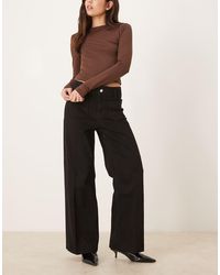 Mango - Jessie Cotton Mix Pocket Detail Wide Leg Jean - Lyst