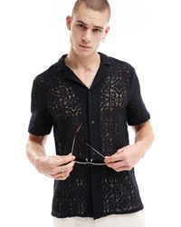 New Look - Short Sleeved Lace Shirt - Lyst