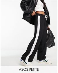 ASOS - Asos design petite - pantalon à enfiler avec empiècement contrastant - noir - Lyst