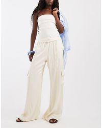ASOS - Satin Wide Leg Utility Trouser - Lyst