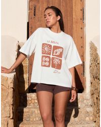 4th & Reckless - X luana barron - t-shirt oversize en coton à imprimé le soleil - cassé - Lyst