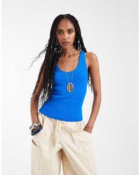Mango - Cotton Rich Scoop Neck Tank Top - Lyst