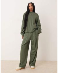 ASOS - Wide Leg Trackies With Waffle Panel Detail - Lyst