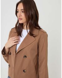 Threadbare - Double Breasted Cropped Trench Coat - Lyst