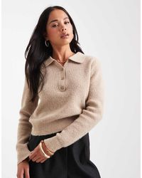 ASOS - Maglia Taglio Comodo Con Colletto Serafino Color Avena - Lyst