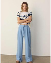 Stradivarius - Smart Wide-leg Trousers With Buckle Detail - Lyst