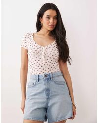 Miss Selfridge - Pointelle Button Through Bodysuit - Lyst